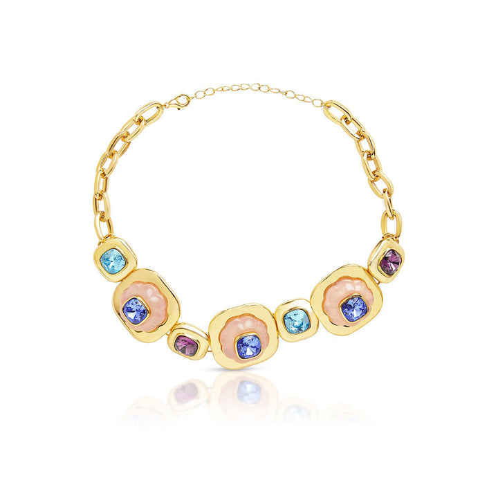 Isharya Multicolour Crystal in 18Kt Gold Plated Chokers