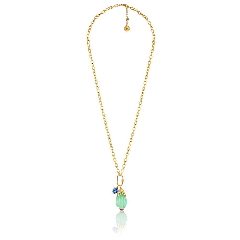 Isharya Blue Corundum Chain in 18Kt Gold Plated Necklace