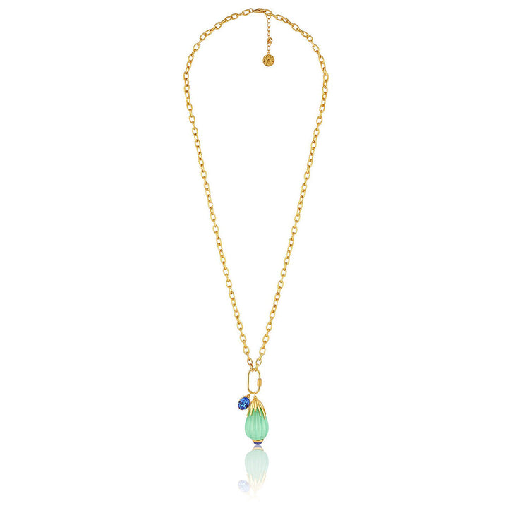 Isharya Blue Corundum Chain in 18Kt Gold Plated Necklace