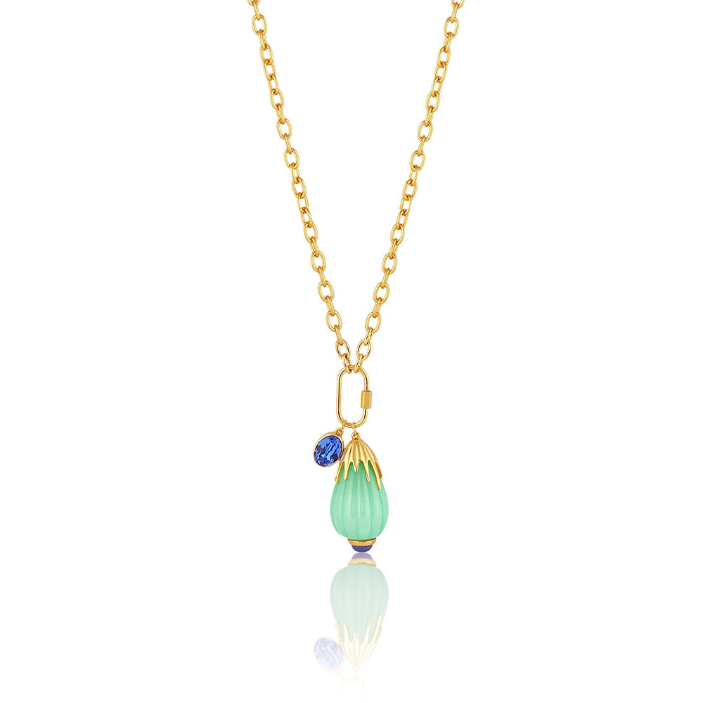 Isharya Blue Corundum Chain in 18Kt Gold Plated Necklace