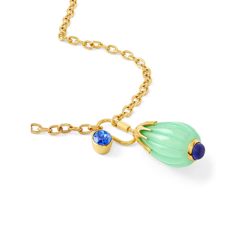 Isharya Blue Corundum Chain in 18Kt Gold Plated Necklace