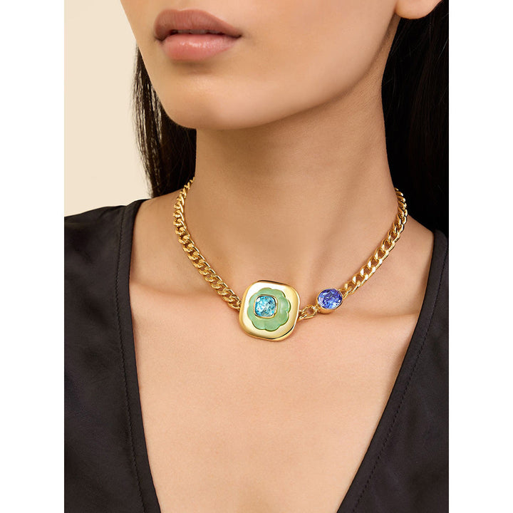 Isharya Into The Blue Statement in 18Kt Gold Plated Chokers