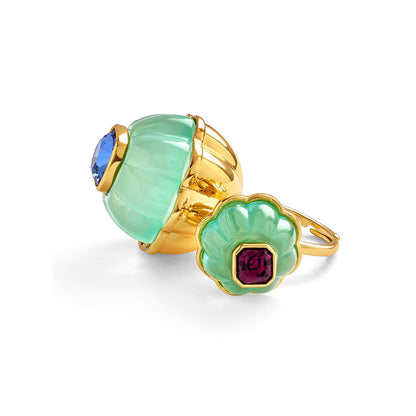 Isharya Blue Melon Statement in 18Kt Gold Plated Ring