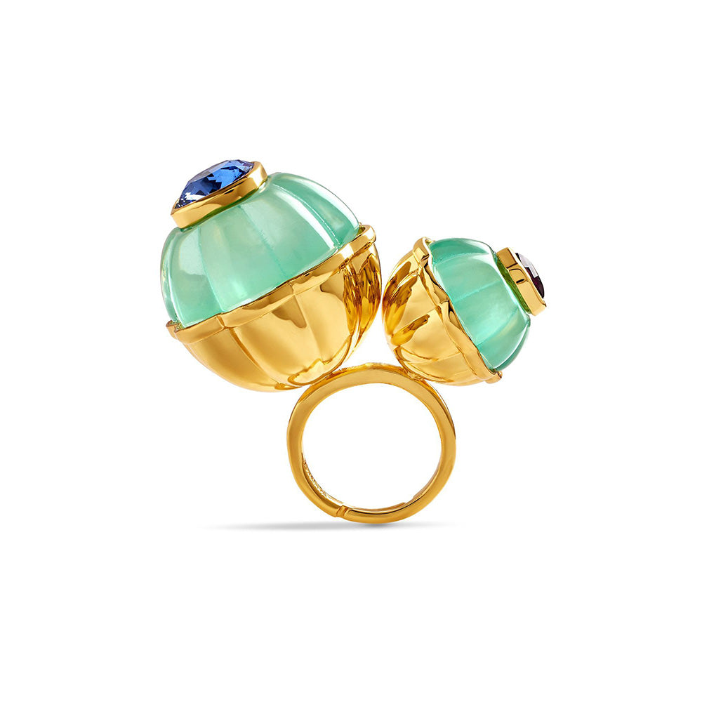 Isharya Blue Melon Statement in 18Kt Gold Plated Ring
