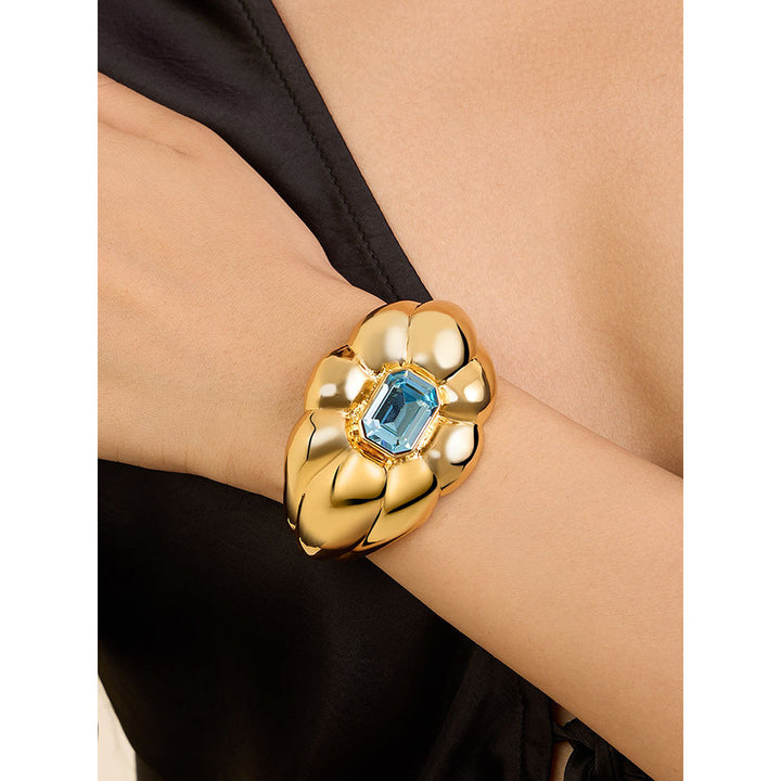 Isharya Aqua Blue Statement Cuff in 18Kt Blue Plated Bracelet