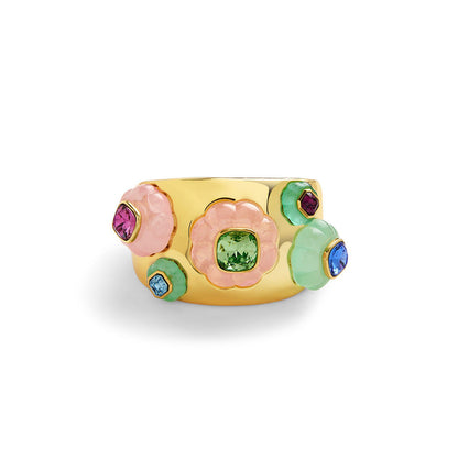 Isharya Crystal Resin Statement Cuff in 18Kt Gold Plated Bracelet