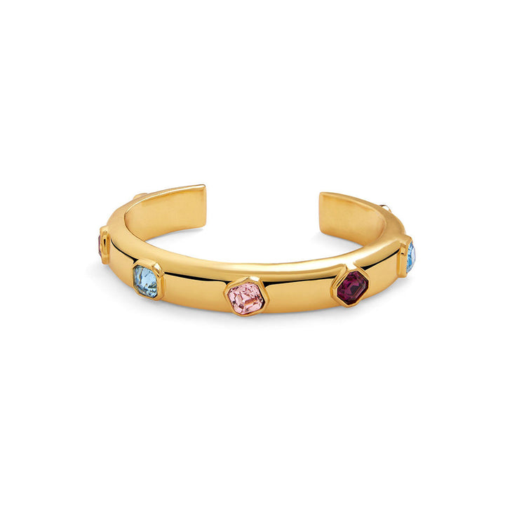 Isharya Crystal Charms Cuff in 18Kt Gold Plated Bracelet