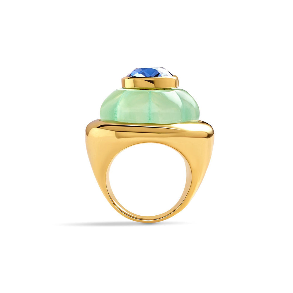 Isharya Green & Sapphire in 18Kt Gold Plated Ring