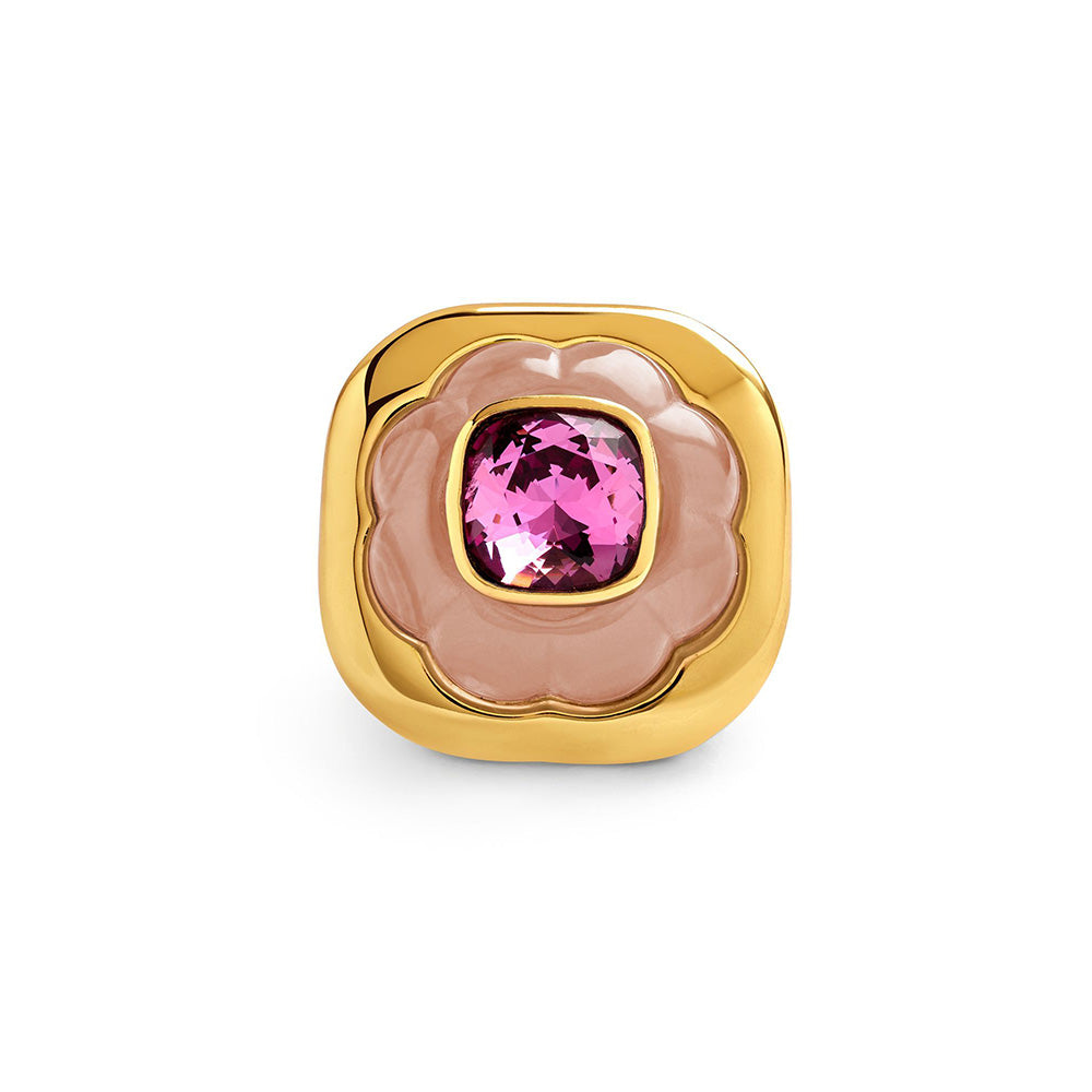 Isharya Pink Amethyst in 18Kt Gold Plated Ring