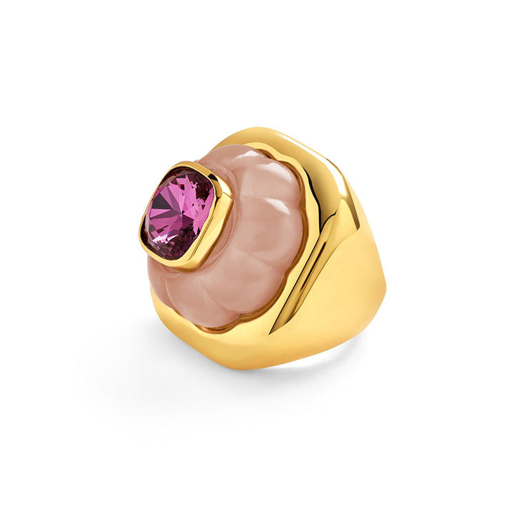 Isharya Pink Amethyst in 18Kt Gold Plated Ring