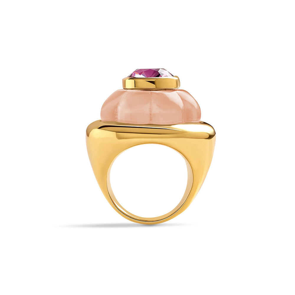 Isharya Pink Amethyst in 18Kt Gold Plated Ring