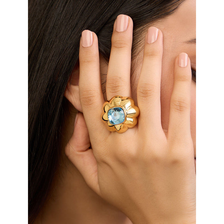 Isharya Aqua Mood Statement in 18Kt Gold Plated Ring