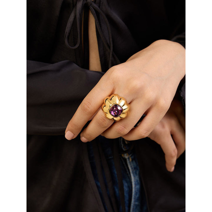 Isharya Pink Things Statement in 18Kt Gold Plated Ring