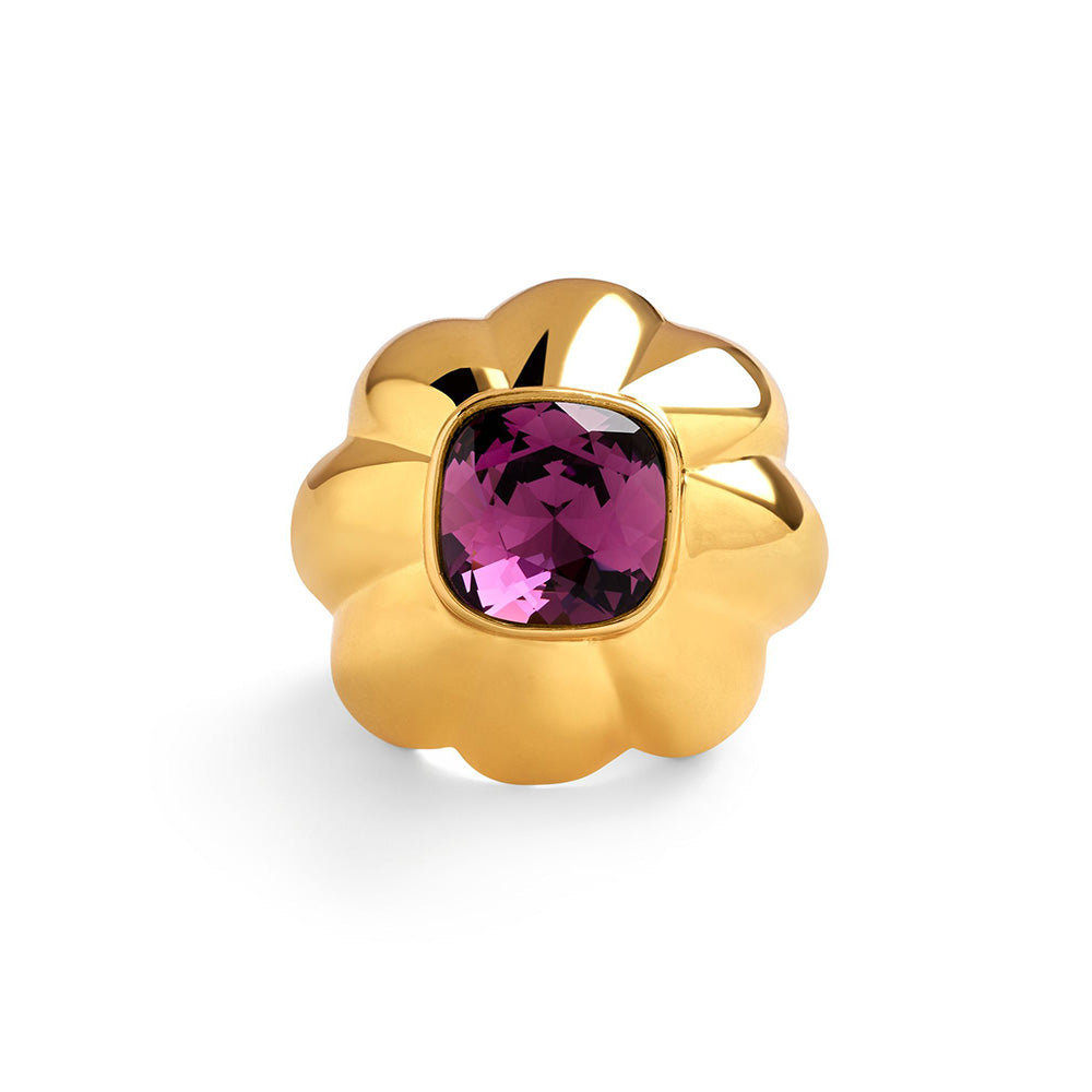 Isharya Pink Things Statement in 18Kt Gold Plated Ring