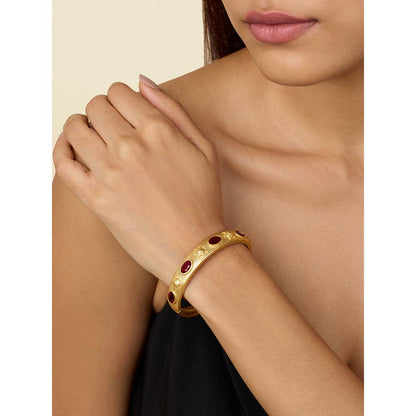 Isharya 18K Gold Plated Ruby Oval Hinge Bangle
