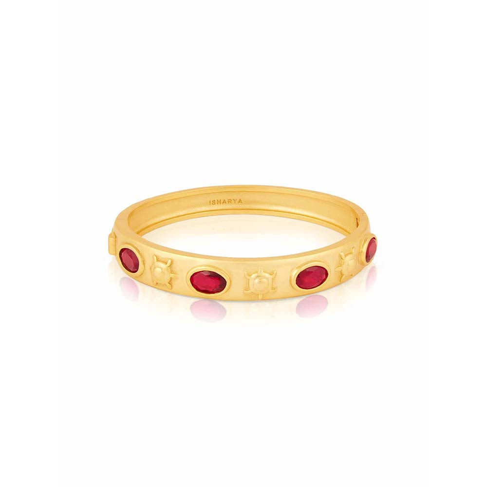Isharya 18K Gold Plated Ruby Oval Hinge Bangle