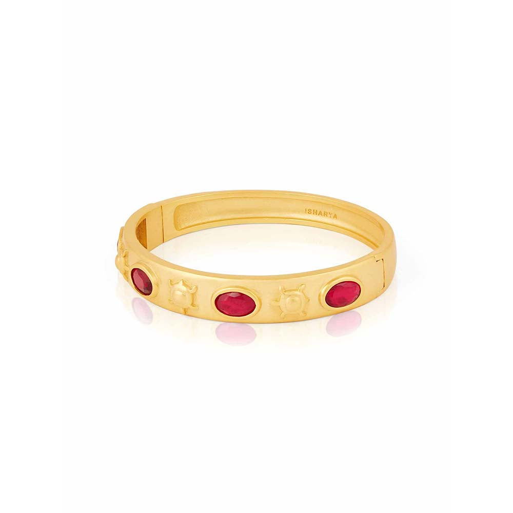 Isharya 18K Gold Plated Ruby Oval Hinge Bangle