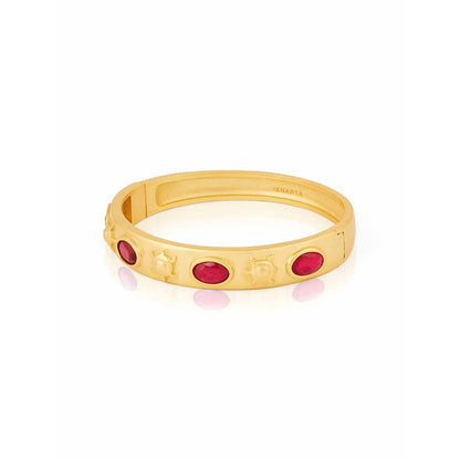 Isharya 18K Gold Plated Ruby Oval Hinge Bangle