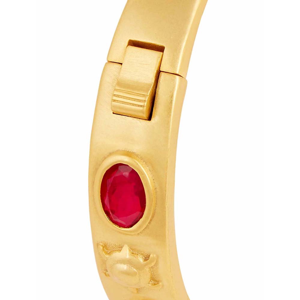 Isharya 18K Gold Plated Ruby Oval Hinge Bangle