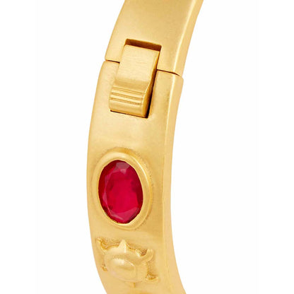 Isharya 18K Gold Plated Ruby Oval Hinge Bangle