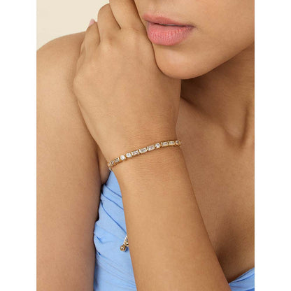 Isharya Summer Crystal Bolo Bracelet In 18Kt Gold Plated