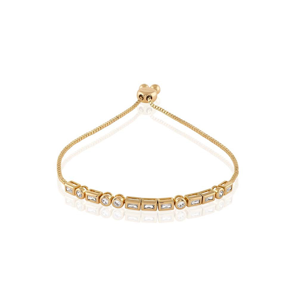 Isharya Summer Crystal Bolo Bracelet In 18Kt Gold Plated