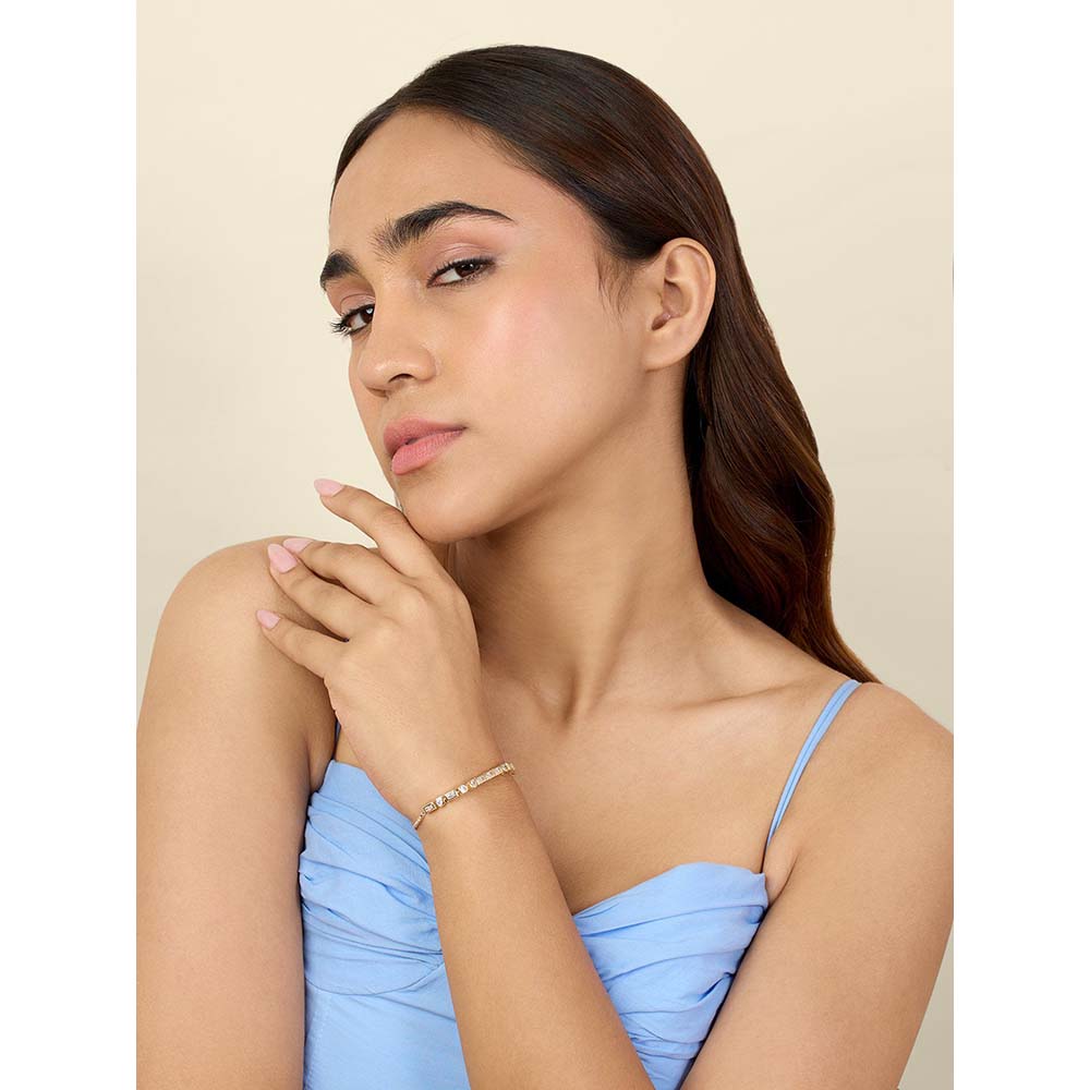 Isharya Summer Crystal Bolo Bracelet In 18Kt Gold Plated