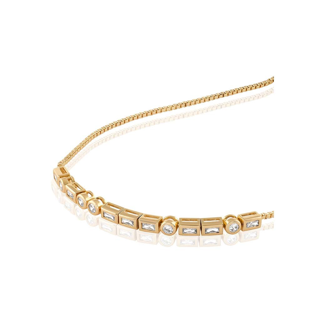 Isharya Summer Crystal Bolo Bracelet In 18Kt Gold Plated