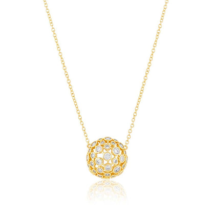 Isharya 18KT Gold Plated White Crystal Ball Pendant Necklace