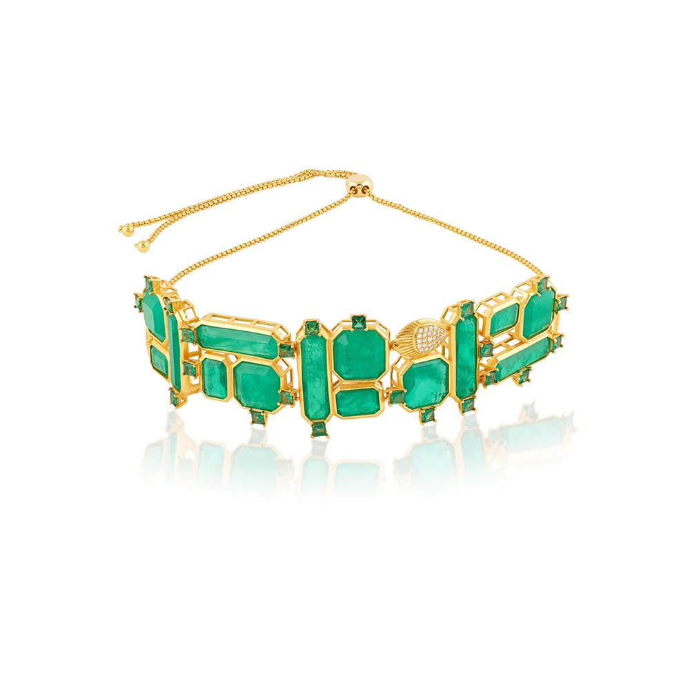 Isharya 18KT Gold Plated Emerald Green Dreams Choker