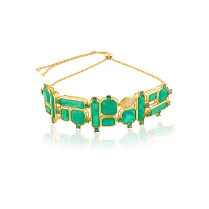 Isharya 18KT Gold Plated Emerald Green Dreams Choker