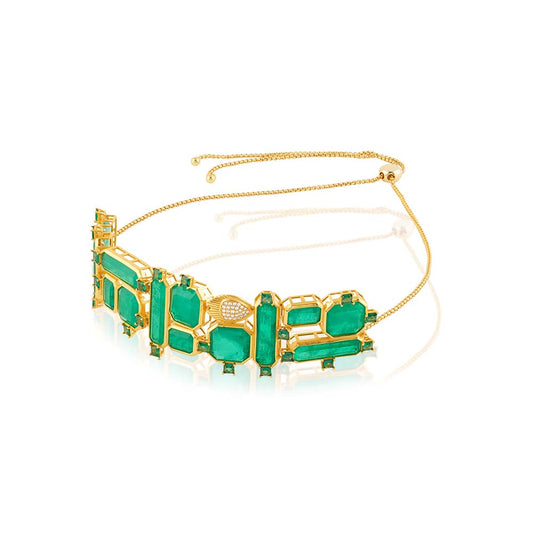 Isharya 18KT Gold Plated Emerald Green Dreams Choker