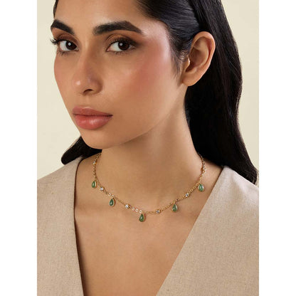 Isharya 18KT Gold Plated Green Verdant Vision Necklace