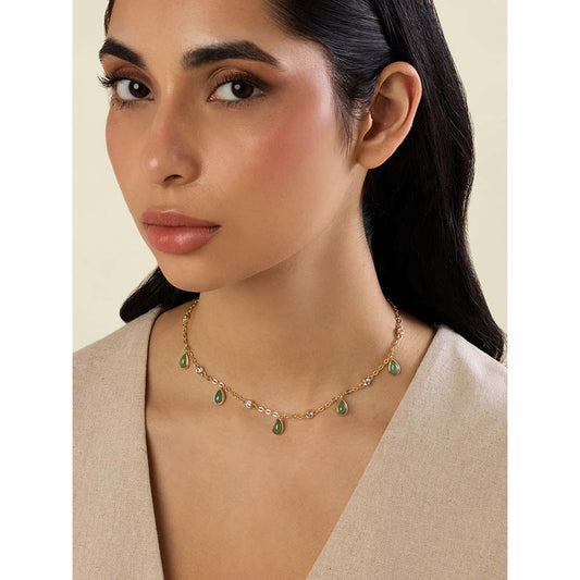 Isharya 18KT Gold Plated Green Verdant Vision Necklace