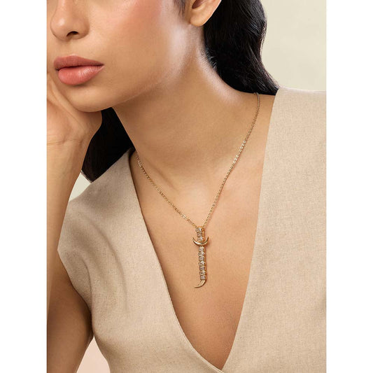 Isharya White 18KT Gold Plated Power Blade Pendant Necklace