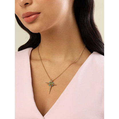 Isharya Green 18KT Gold Plated Sacred Prism Necklace