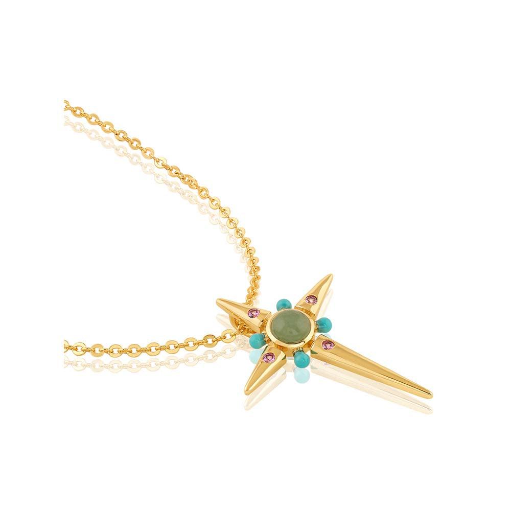 Isharya Green 18KT Gold Plated Sacred Prism Necklace