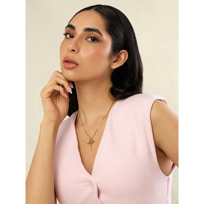 Isharya Green 18KT Gold Plated Sacred Prism Necklace