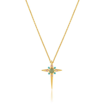 Isharya Green 18KT Gold Plated Sacred Prism Necklace