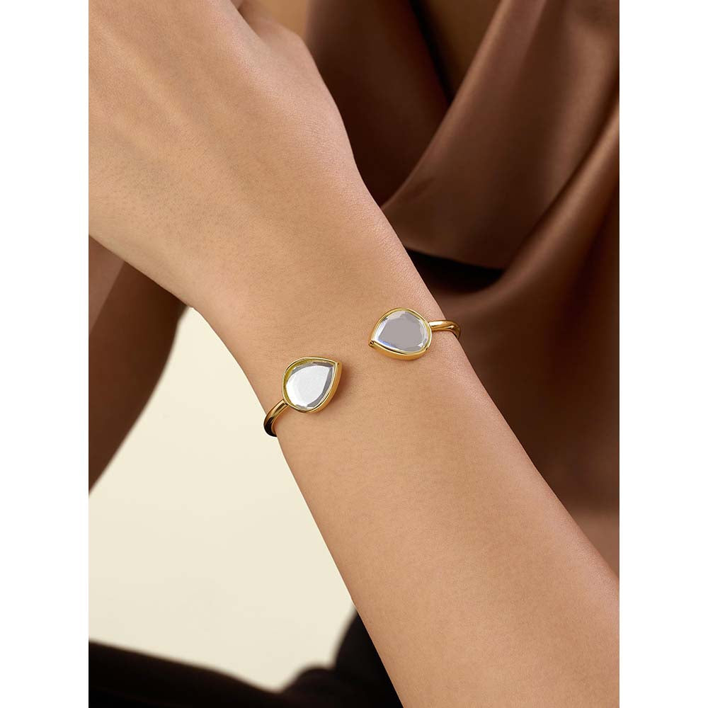 Isharya Dew Drop Mirror Slim Cuff 18Kt Gold Plated