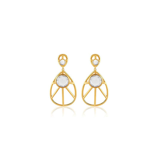 Isharya Ayaana Filigree and Mirror Drop Earrings 18Kt Gold Plated