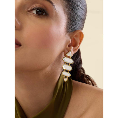 Isharya Demi Goddess Dazzle Mirror Earrings 18Kt Gold Plated