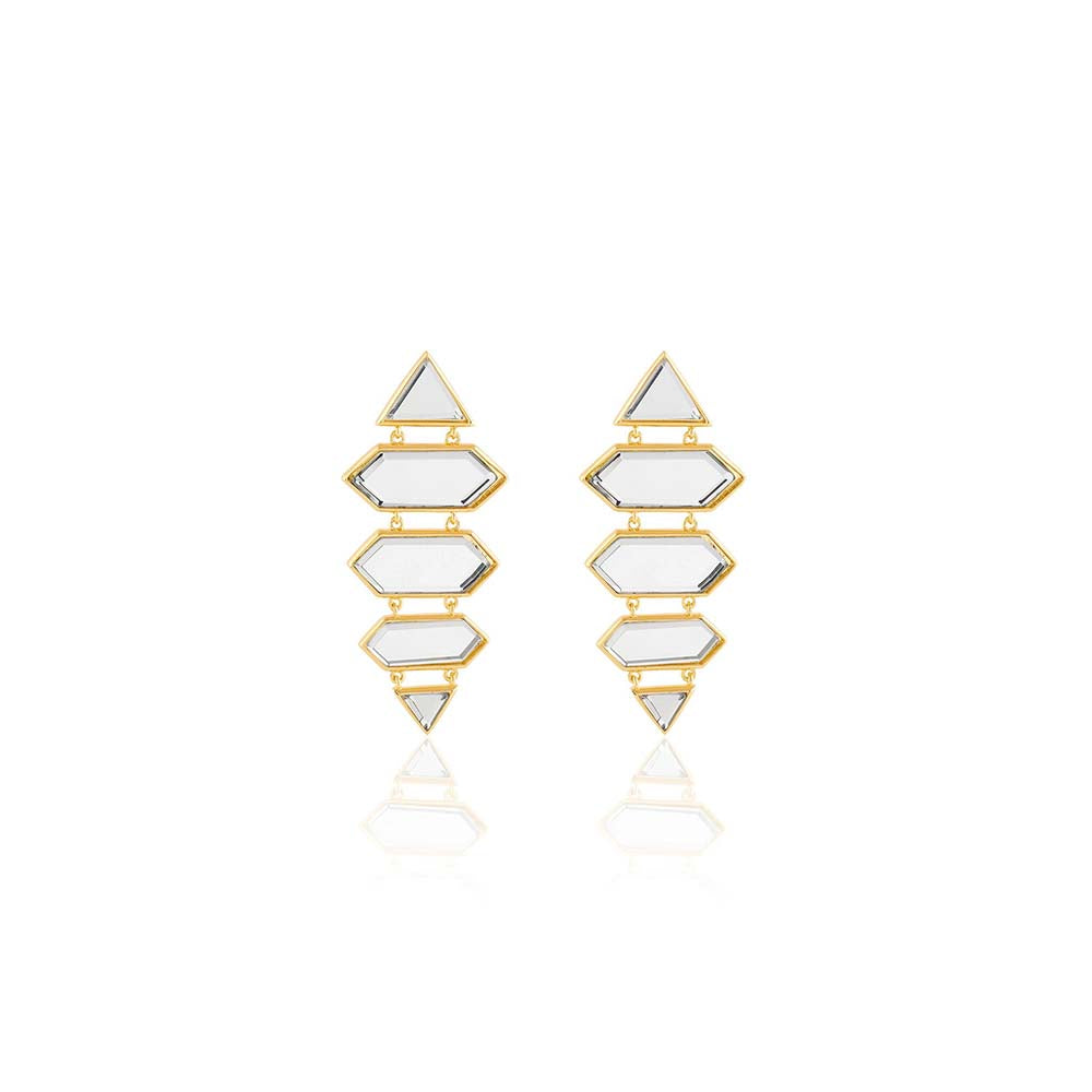 Isharya Demi Goddess Dazzle Mirror Earrings 18Kt Gold Plated