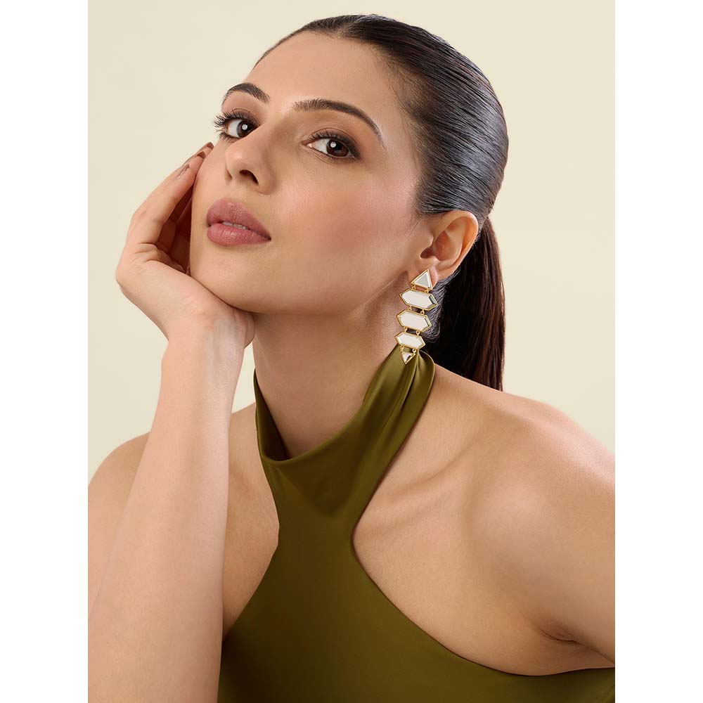Isharya Demi Goddess Dazzle Mirror Earrings 18Kt Gold Plated