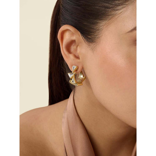 Isharya Demi Goddess Triangle Mirror Huggy 18Kt Gold Plated