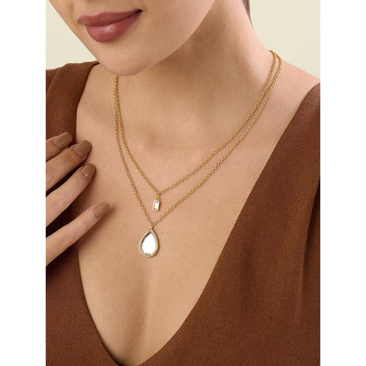 Isharya Dew Drop Mirror Layered Necklace 18Kt Gold Plated