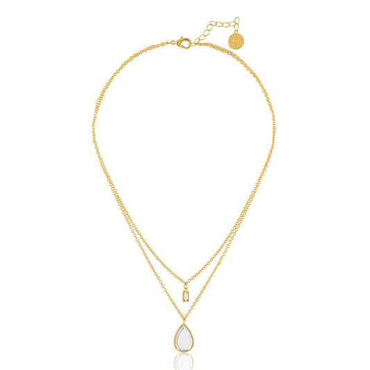 Isharya Dew Drop Mirror Layered Necklace 18Kt Gold Plated