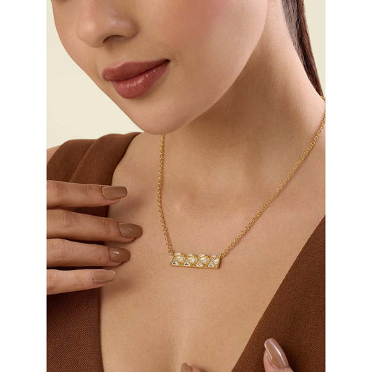 Isharya Pyramid Mirror Necklace 18Kt Gold Plated