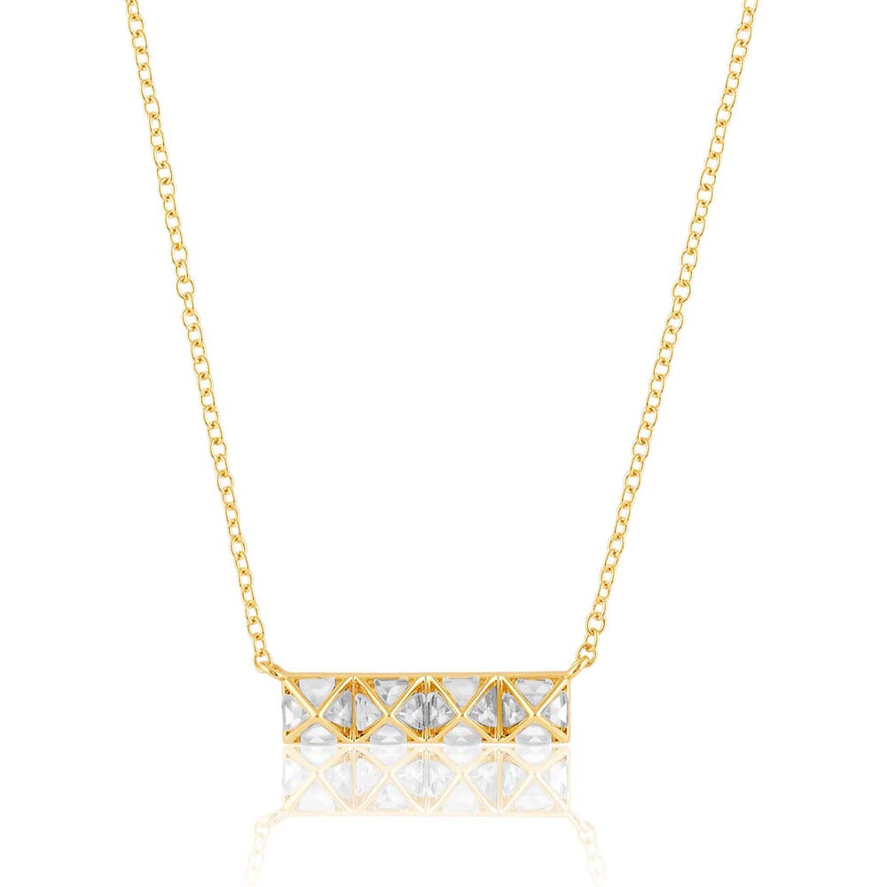 Isharya Pyramid Mirror Necklace 18Kt Gold Plated