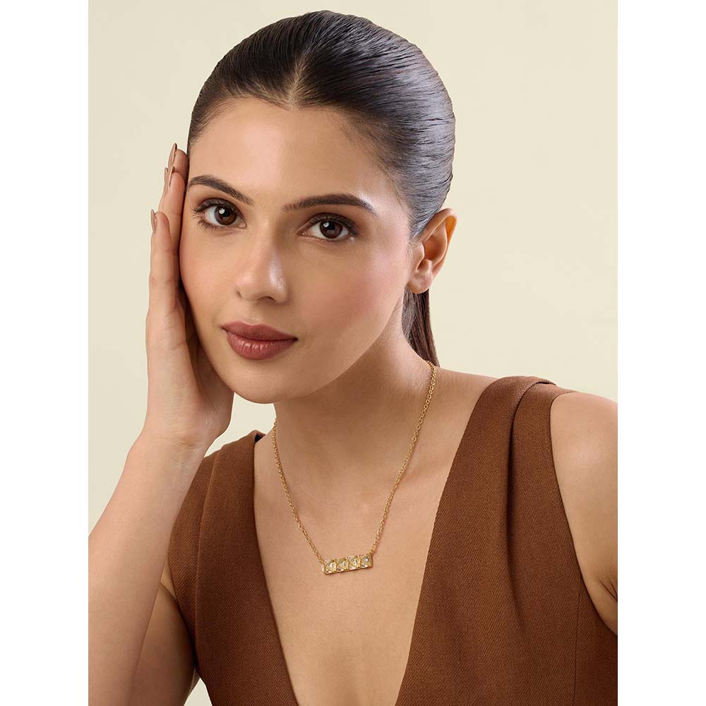 Isharya Pyramid Mirror Necklace 18Kt Gold Plated